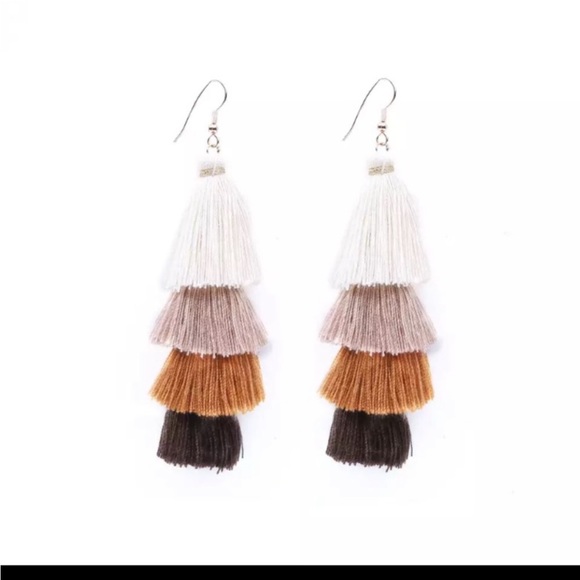 Beautiful Zara Earth Tone Tassel Earrings - Picture 2 of 4